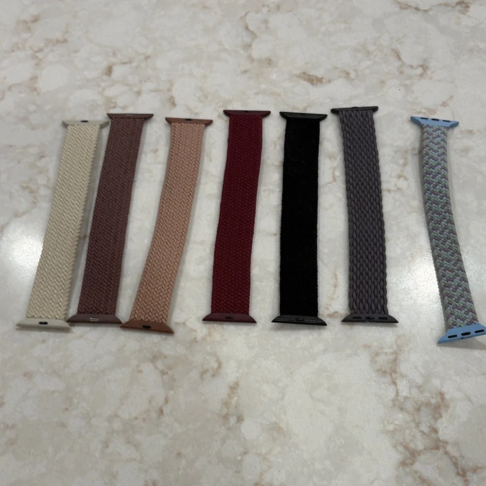 iPhone Elastic Braided Solo Loop Watch Bands Set - assorted colors